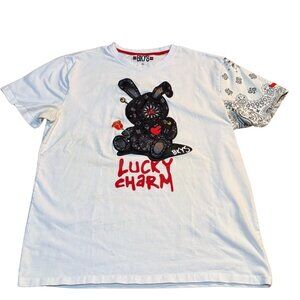 BKYS Lucky Charm Graphic Tee XL White Short Sleeve Bandana Sleeve